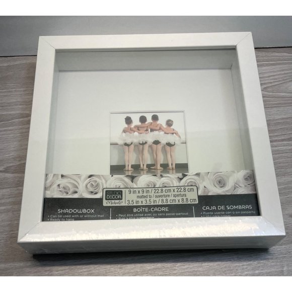 White Shadowbox Michaels Studio Decor 9 Inch Square Matted 3.5" x 3.5" - Picture 2 of 6